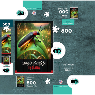 Indiana, Say's Firefly: State Insects Series 500 Jigsaw Puzzle box 3D Modell