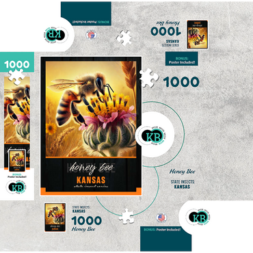 Kansas, Honey Bee: State Insects Series 1000 Jigsaw Puzzle box 3D Modell