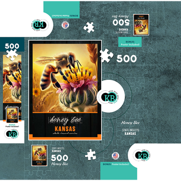 Kansas, Honey Bee: State Insects Series 500 Jigsaw Puzzle box 3D Modell