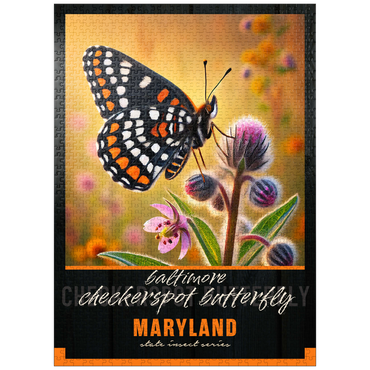puzzleplate Maryland, Baltimore Checkerspot Butterfly: State Insects Series 1000 Jigsaw Puzzle
