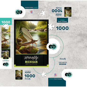 Michigan, Stonefly: State Insects Series 1000 Jigsaw Puzzle box 3D Modell