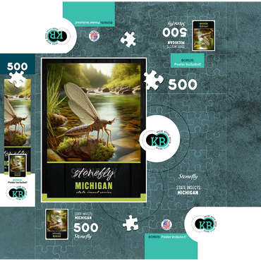 Michigan, Stonefly: State Insects Series 500 Jigsaw Puzzle box 3D Modell