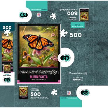 Minnesota, Monarch Butterfly: State Insects Series 500 Jigsaw Puzzle box 3D Modell