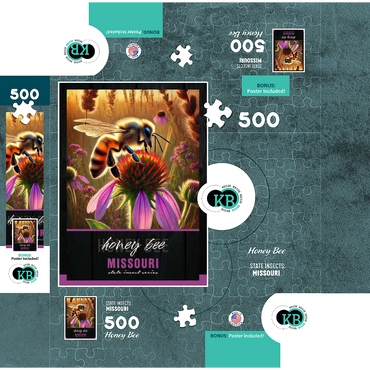 Missouri, Honey Bee: State Insects Series 500 Jigsaw Puzzle box 3D Modell