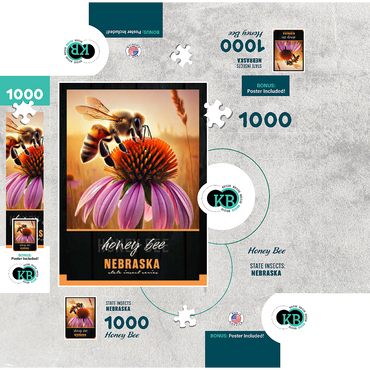 Nebraska, Honey Bee: State Insects Series 1000 Jigsaw Puzzle box 3D Modell