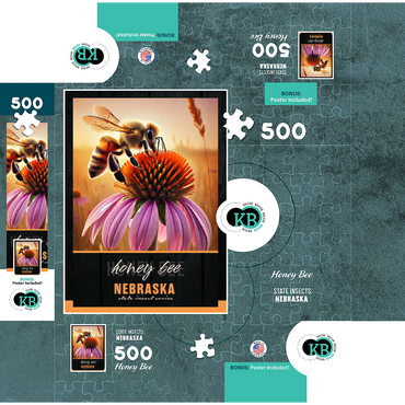 Nebraska, Honey Bee: State Insects Series 500 Jigsaw Puzzle box 3D Modell