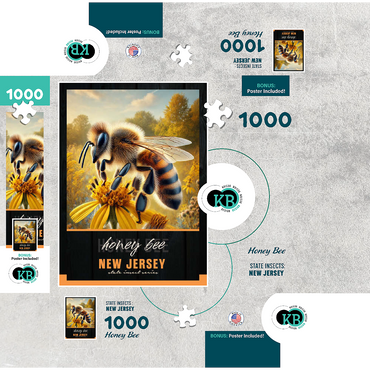 New Jersey, Honey Bee: State Insects Series 1000 Jigsaw Puzzle box 3D Modell
