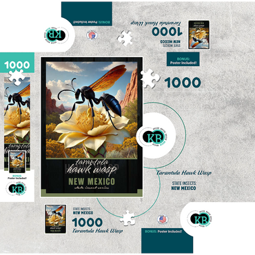 New Mexico, Tarantula Hawk Wasp: State Insects Series 1000 Jigsaw Puzzle box 3D Modell
