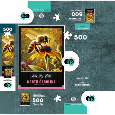 North Carolina, Honey Bee: State Insects Series 500 Jigsaw Puzzle box 3D Modell