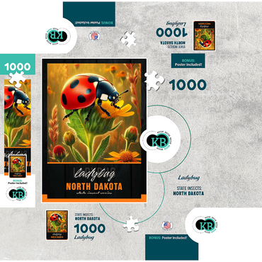 North Dakota, Ladybug: State Insects Series 1000 Jigsaw Puzzle box 3D Modell
