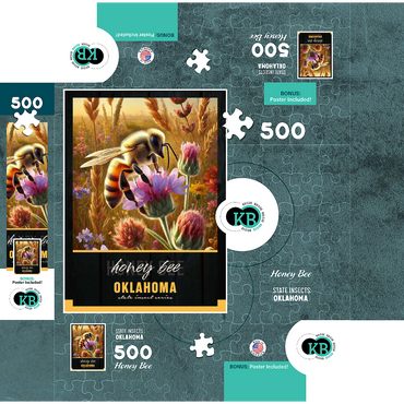 Oklahoma, Honey Bee: State Insects Series 500 Jigsaw Puzzle box 3D Modell