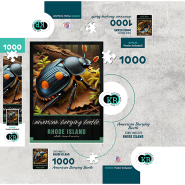 Rhode Island, American Burying Beetle: State Insects Series 1000 Jigsaw Puzzle box 3D Modell