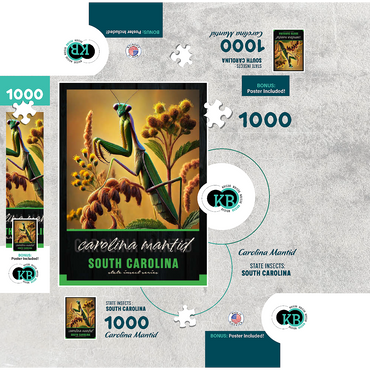 South Carolina, Carolina Mantid: State Insects Series 1000 Jigsaw Puzzle box 3D Modell