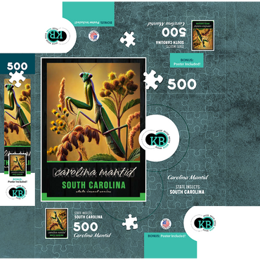 South Carolina, Carolina Mantid: State Insects Series 500 Jigsaw Puzzle box 3D Modell