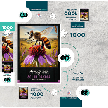 South Dakota, Honey Bee: State Insects Series 1000 Jigsaw Puzzle box 3D Modell