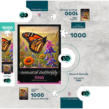 Texas, Monarch Butterfly: State Insects Series 1000 Jigsaw Puzzle box 3D Modell