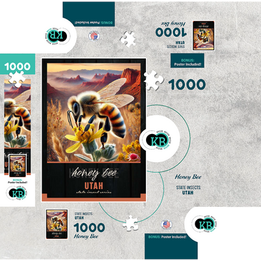 Utah, Honey Bee: State Insects Series 1000 Jigsaw Puzzle box 3D Modell