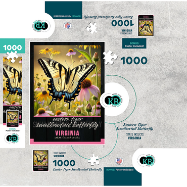Virginia, Eastern Tiger Swallowtail Butterfly: State Insects Series 1000 Jigsaw Puzzle box 3D Modell