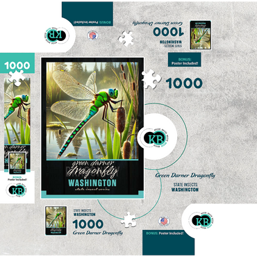 Washington, Green Darner Dragonfly: State Insects Series 1000 Jigsaw Puzzle box 3D Modell
