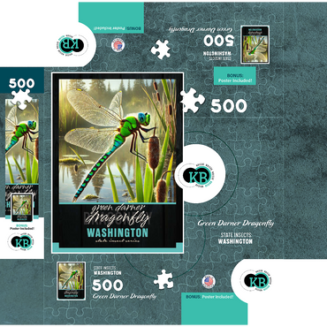 Washington, Green Darner Dragonfly: State Insects Series 500 Jigsaw Puzzle box 3D Modell