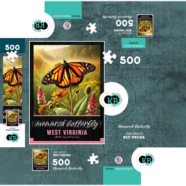 West Virginia, Monarch Butterfly: State Insects Series 500 Jigsaw Puzzle box 3D Modell