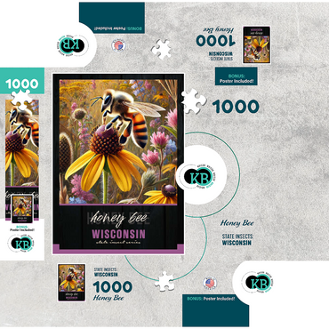 Wisconsin, Honey Bee: State Insects Series 1000 Jigsaw Puzzle box 3D Modell