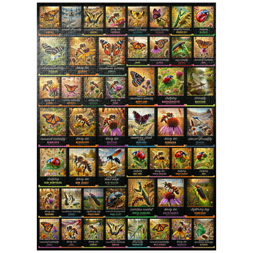 puzzleplate Collage: State Insects Poster, vol.1 1000 Jigsaw Puzzle