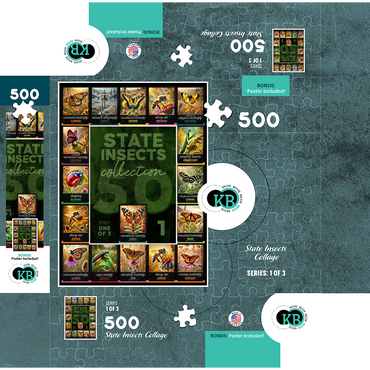 Collage: State Insects Series, Part 1 of 3 500 Jigsaw Puzzle box 3D Modell