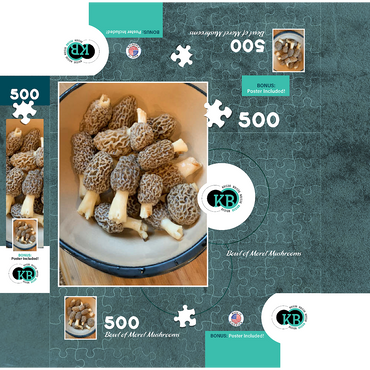 Bowl of Morel Mushrooms 500 Jigsaw Puzzle box 3D Modell