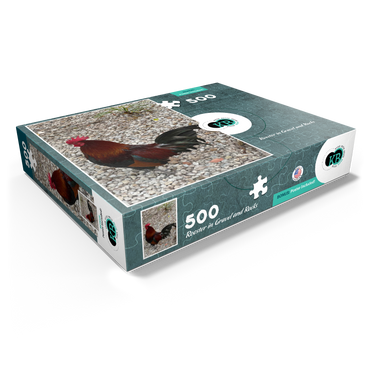 Colorful Rooster in Gravel Rocks 500 Jigsaw Puzzle box view1