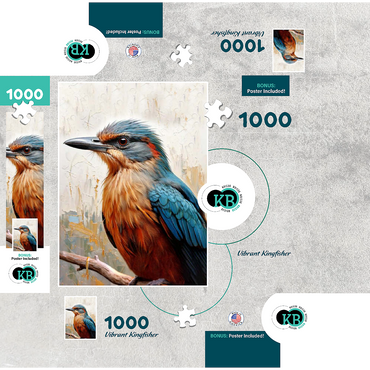 Colorful Kingfisher Bird 1000 Jigsaw Puzzle box 3D Modell