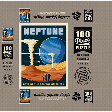 Neptune: The Geysers Of Triton, Vintage Poster 100 Jigsaw Puzzle box 3D Modell