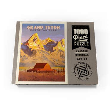 Grand Teton National Park: Barn, Vintage Poster 1000 Jigsaw Puzzle box view3