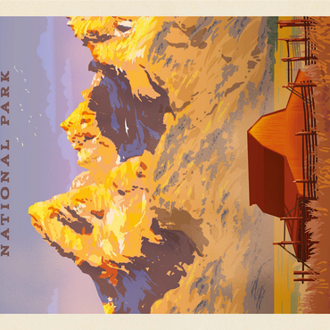 Grand Teton National Park: Barn, Vintage Poster 1000 Jigsaw Puzzle 3D Modell