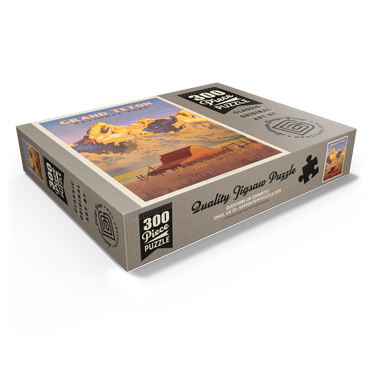 Grand Teton National Park: Barn, Vintage Poster 300 Jigsaw Puzzle box view1