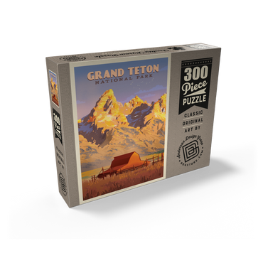 Grand Teton National Park: Barn, Vintage Poster 300 Jigsaw Puzzle box view2
