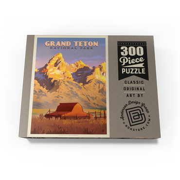 Grand Teton National Park: Barn, Vintage Poster 300 Jigsaw Puzzle box view3
