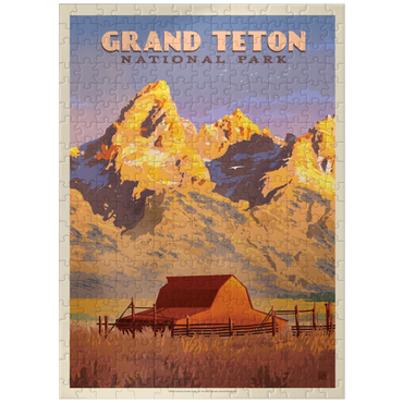 puzzleplate Grand Teton National Park: Barn, Vintage Poster 300 Jigsaw Puzzle