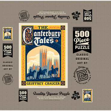 The Canterbury Tales: Geoffrey Chaucer, Vintage Poster 500 Jigsaw Puzzle box 3D Modell