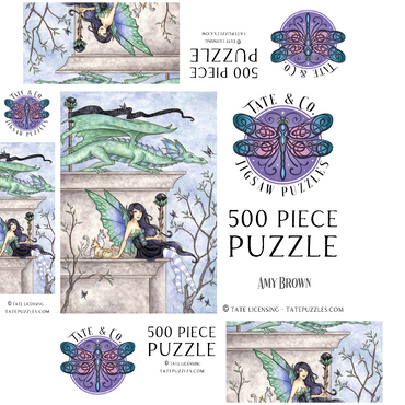 Wind Watchers Dragon - Amy brown 500 Jigsaw Puzzle box 3D Modell