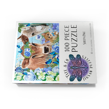 Blue Blossom Buddies Cow Donkey Cat - Sheena Pike 100 Jigsaw Puzzle box view3