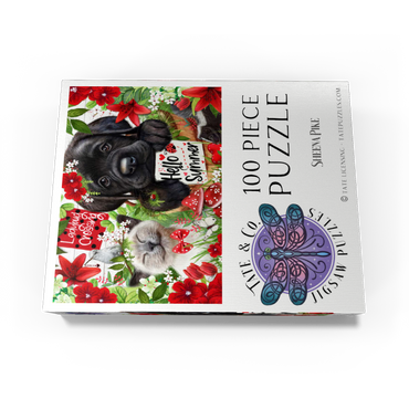 Red Blossom Buddies Puppy Cat HummingBird - Sheena Pike 100 Jigsaw Puzzle box view3