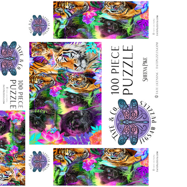 Magical Neon Big Cats - Sheena Pike 100 Jigsaw Puzzle box 3D Modell