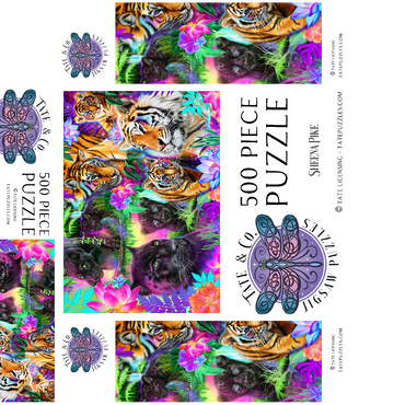 Magical Neon Big Cats - Sheena Pike 500 Jigsaw Puzzle box 3D Modell
