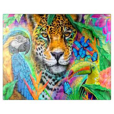 puzzleplate Faces of Nature Macaw Jaguar Toucan - Sheena Pike 100 Jigsaw Puzzle