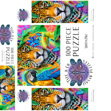 Faces of Nature Macaw Jaguar Toucan - Sheena Pike 100 Jigsaw Puzzle box 3D Modell