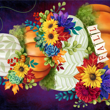 Indigo Autumn Pumpkin Stack - Sheena Pike 1000 Jigsaw Puzzle 3D Modell