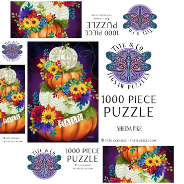 Indigo Autumn Pumpkin Stack - Sheena Pike 1000 Jigsaw Puzzle box 3D Modell