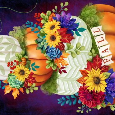 Indigo Autumn Pumpkin Stack - Sheena Pike 500 Jigsaw Puzzle 3D Modell