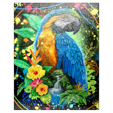 puzzleplate Blue Macaw Animal Spirit - Sheena Pike 100 Jigsaw Puzzle